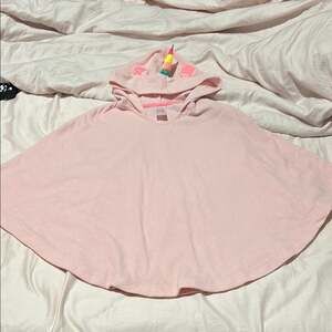 Cat & Jack Pink Unicorn Hooded terry cloth Poncho beach cover up like new euc